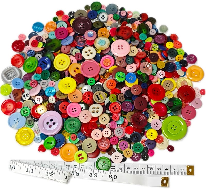 KOVOLALA 500-700Pcs Mixed Style Resin Buttons, Multiple Shapes, Mixed Colors Hand Sewing Craft, DIY Crafts, Kids Handmade Button Painting, DIY Handmade Decoration - Image 1